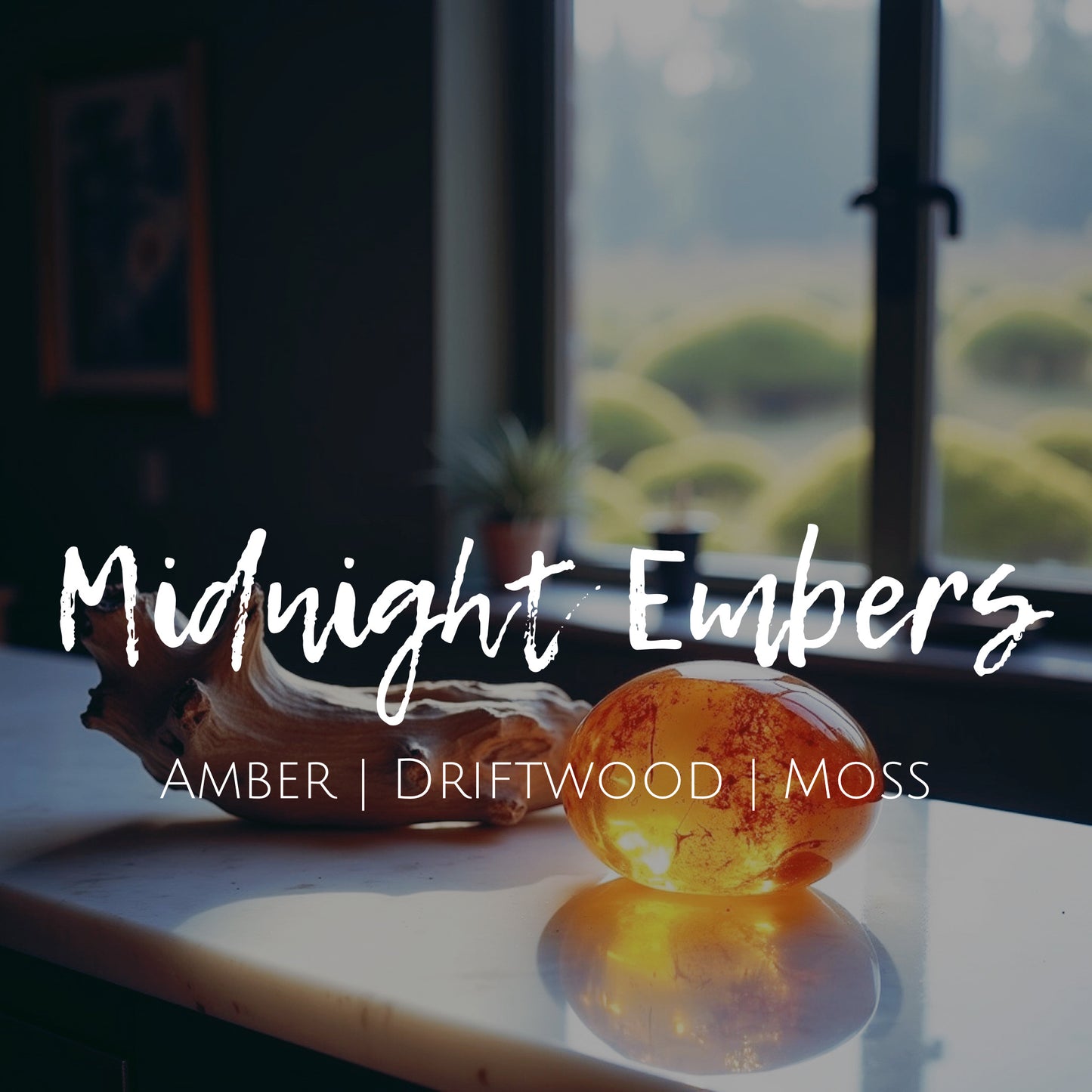 Midnight Embers - Linen Mist - Amber | Driftwood | Moss