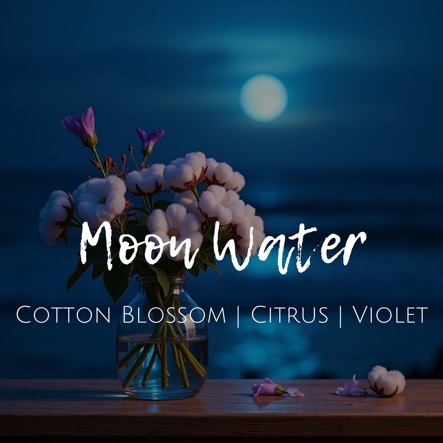 Moon Water 8 oz Candle - Cotton Blossom | Citrus | Violet